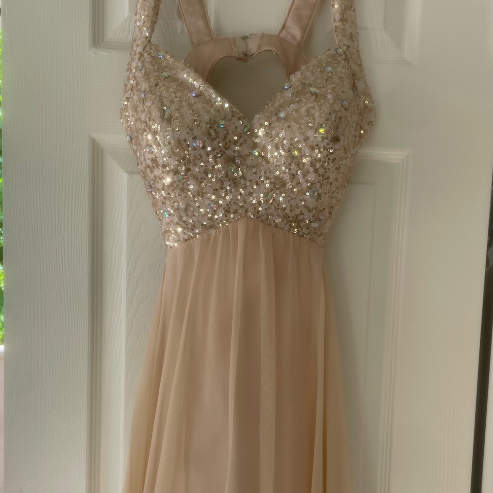 Faviana Cream Satin Dress - Picture 3 of 7